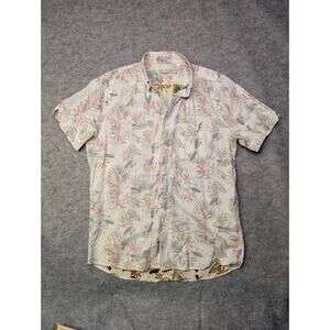 Isle Bay Linens Hawaiian Shirt Men's M Slim Fit Floral Button Up Short Sleeve